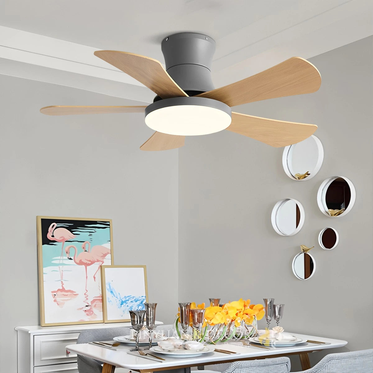Antizer Scandi Low Profile Ceiling Fan with Light
