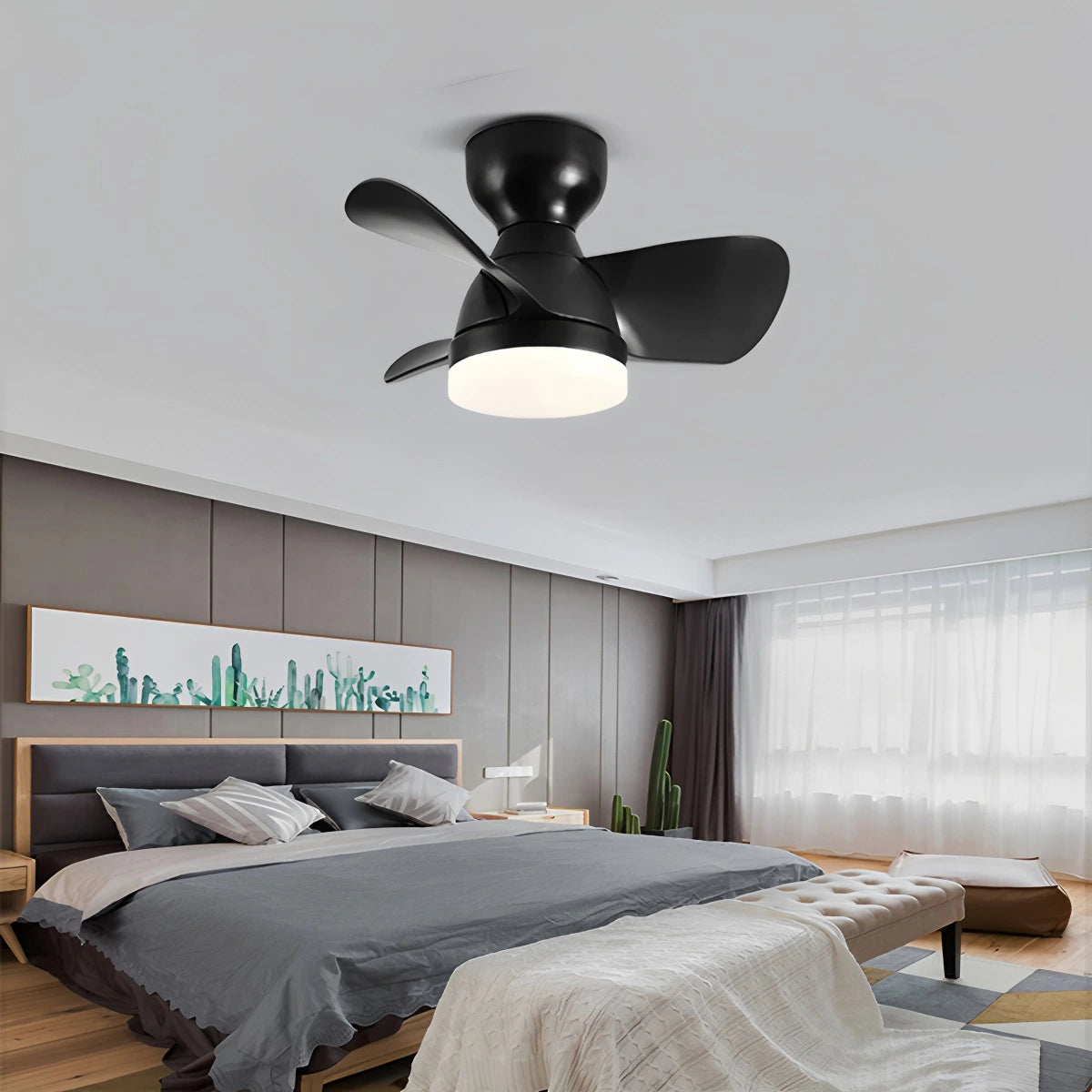 Antizer Small Flush Mount Ceiling Fan with Light