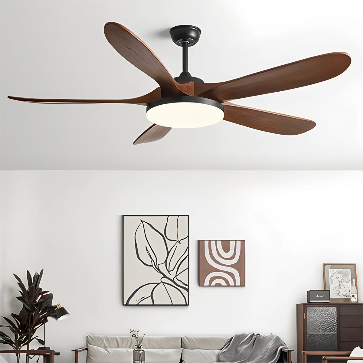 Antizer 5-leaf Wood Ceiling Fan Light