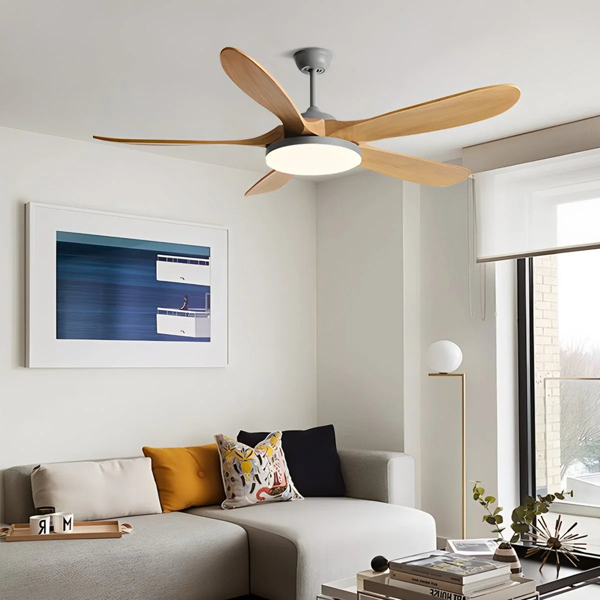 Antizer 5-leaf Wood Ceiling Fan Light