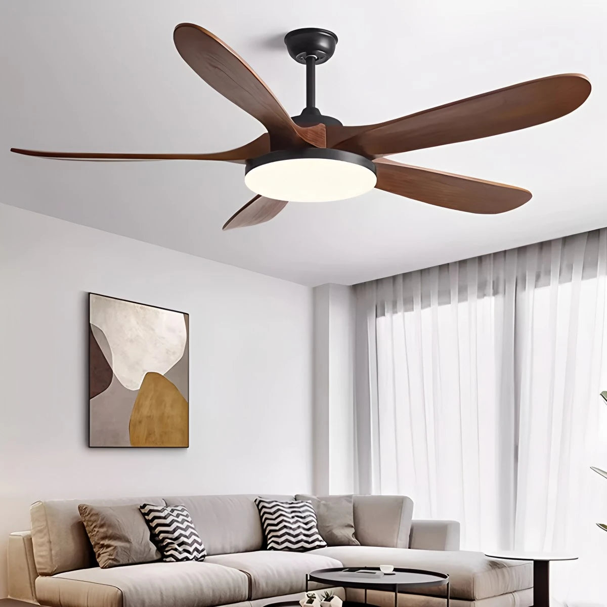 Antizer 5-leaf Wood Ceiling Fan Light