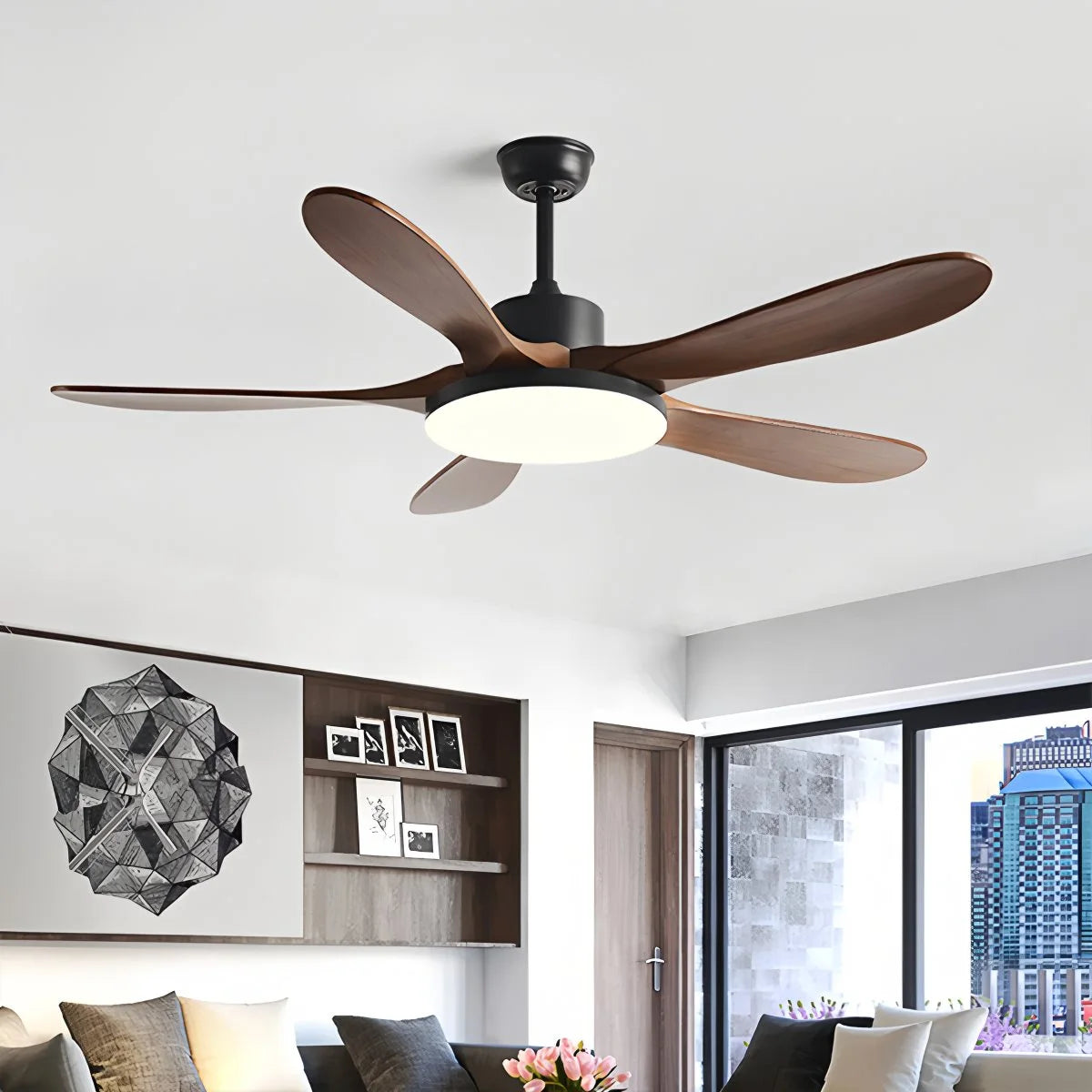 Antizer 5-leaf Wood Ceiling Fan Light