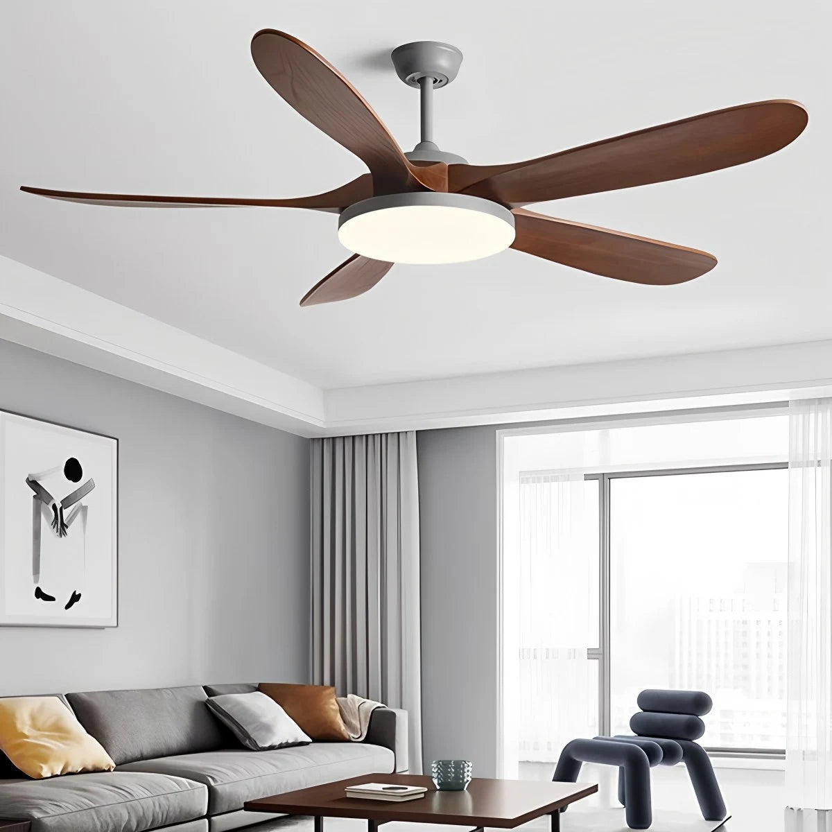 Antizer 5-leaf Wood Ceiling Fan Light