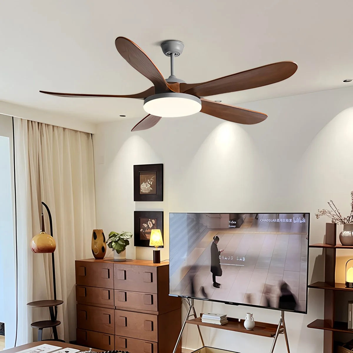 Antizer 5-leaf Wood Ceiling Fan Light