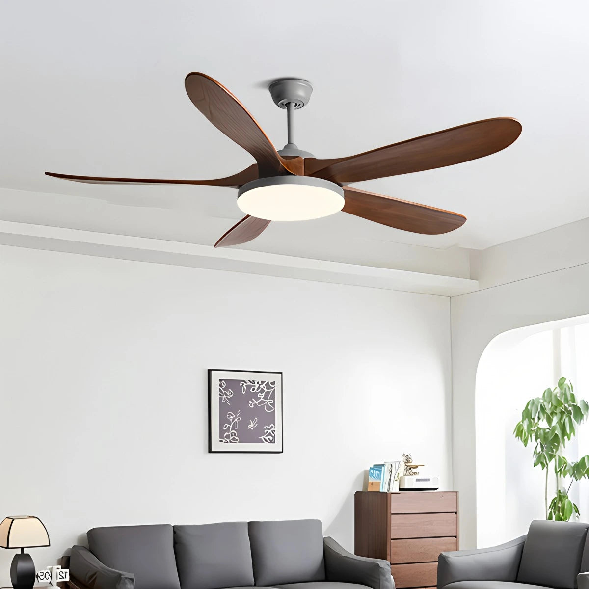 Antizer 5-leaf Wood Ceiling Fan Light