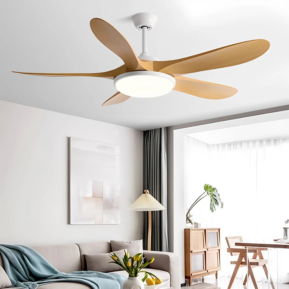 Antizer 5-leaf Wood Ceiling Fan Light