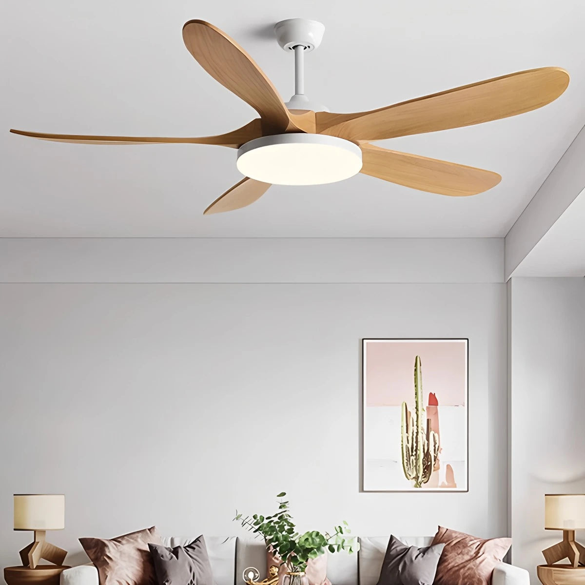 Antizer 5-leaf Wood Ceiling Fan Light