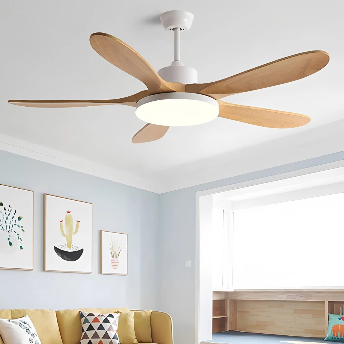 Antizer 5-leaf Wood Ceiling Fan Light