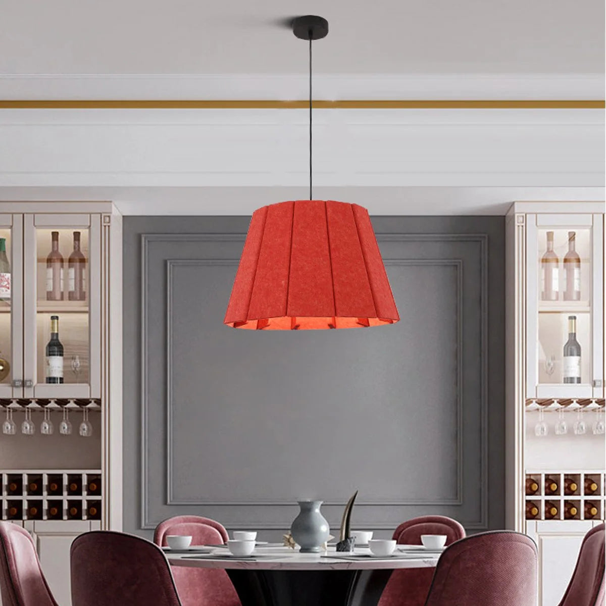 Antizer Splicing Board Circular Acoustic Pendant Light Red