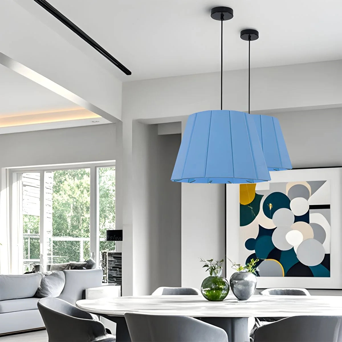 Antizer Splicing Board Circular Acoustic Pendant Light Blue