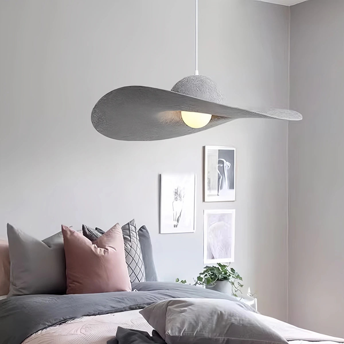 Antizer Straw Hat Acoustic Pendant Light for Dining room Light Gray