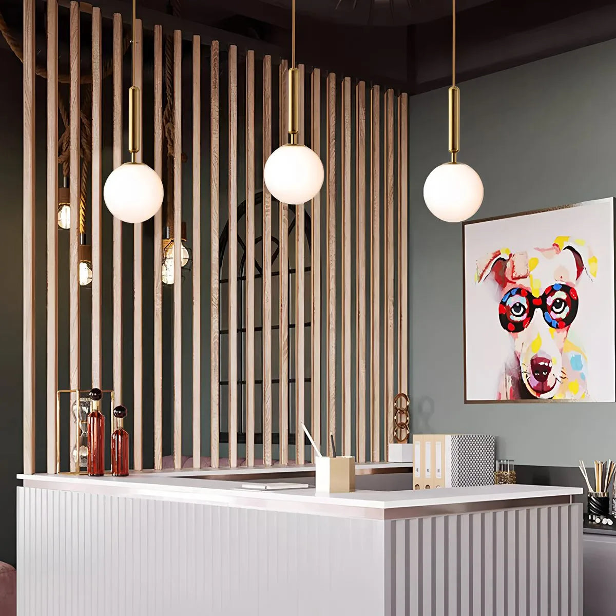 Antizer Temen Globe Glass Pendant Light for Kitchen Island