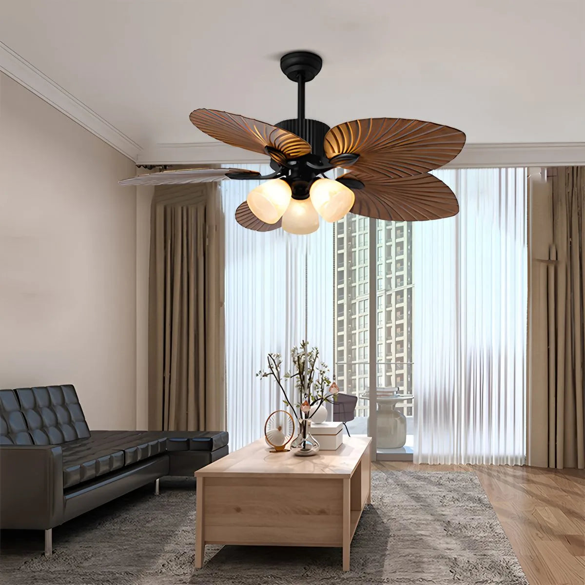 Antizer Tropical Palm Leaves Ceiling Fan with Light