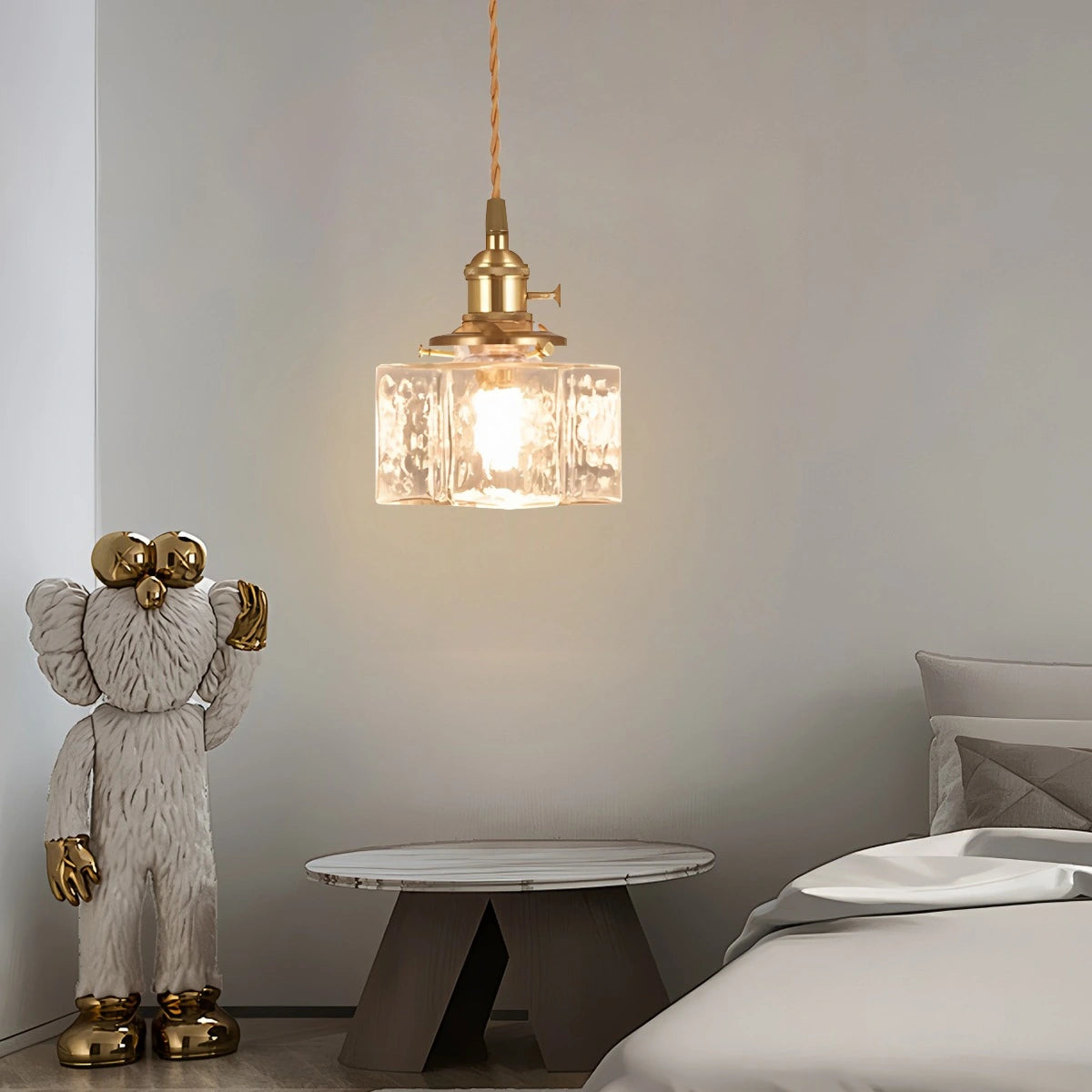 Antizer Verglas Clear Glass Pendant Light for Bedroom