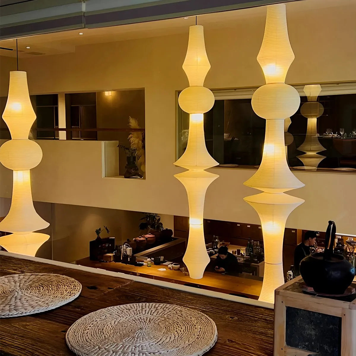 Antizer Washi Paper Corner Pendant Light for High Ceilings