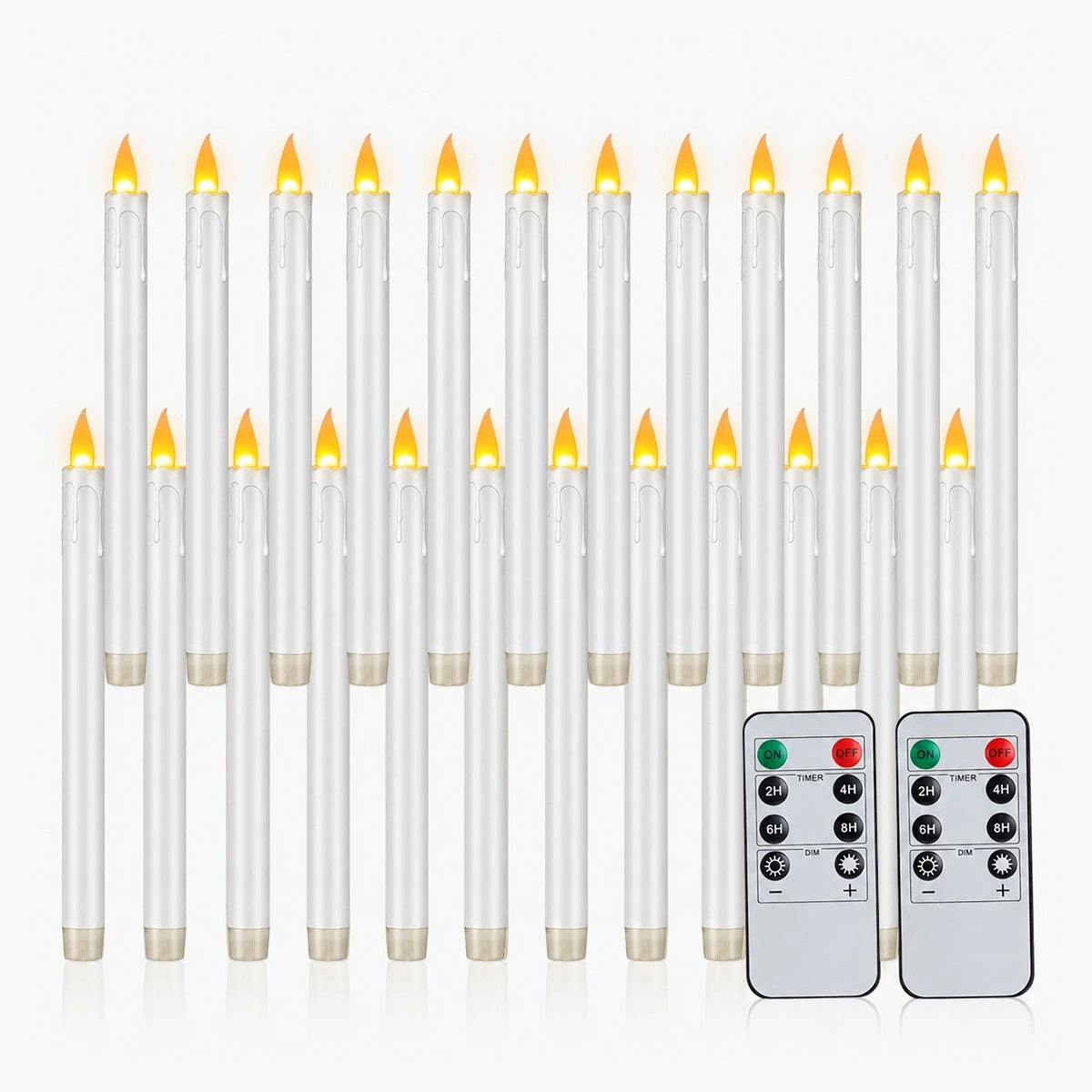 Antizer White Drip Flameless Taper Candle 24 Pack × 16