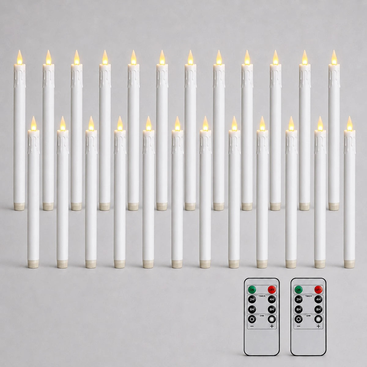 Antizer White Drip Flameless Taper Candle 24 Pack × 16