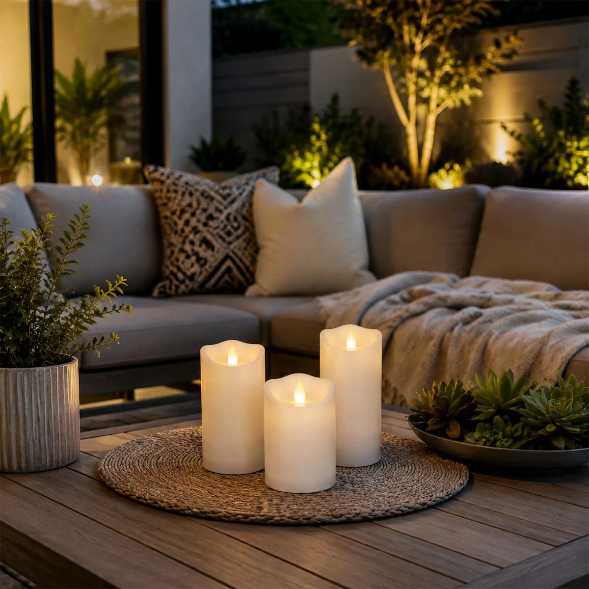 Antizer White Outdoor Waterproof Pillars Flameless Candle 24 Pack × 6