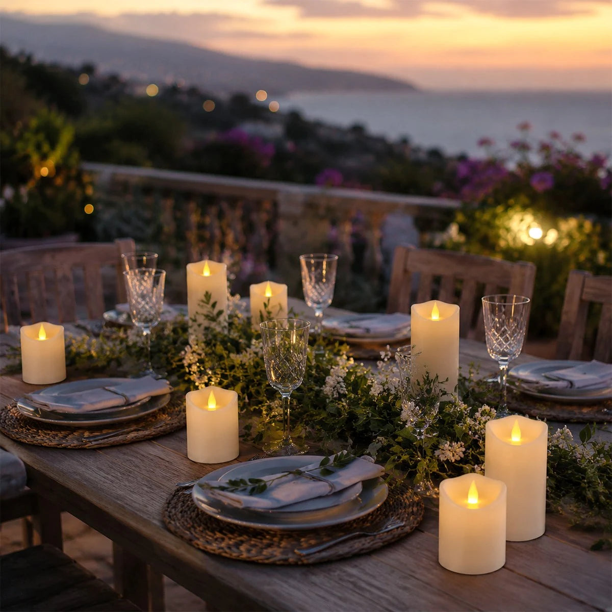 Antizer White Outdoor Waterproof Pillars Flameless Candle 24 Pack × 6