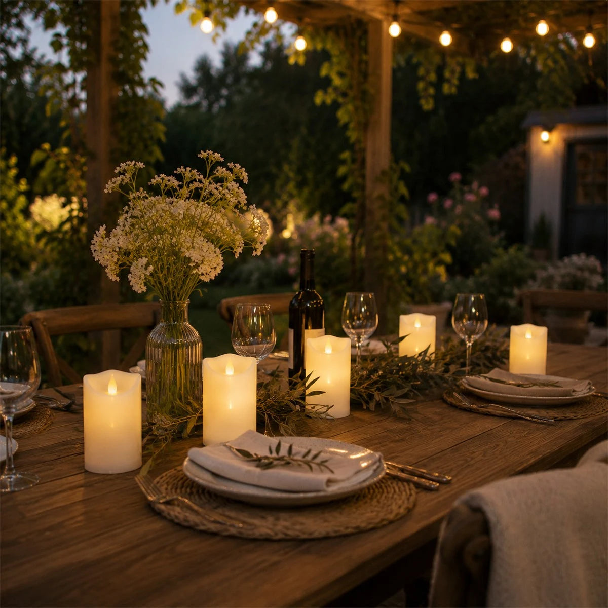 Antizer White Outdoor Waterproof Pillars Flameless Candle 24 Pack × 6