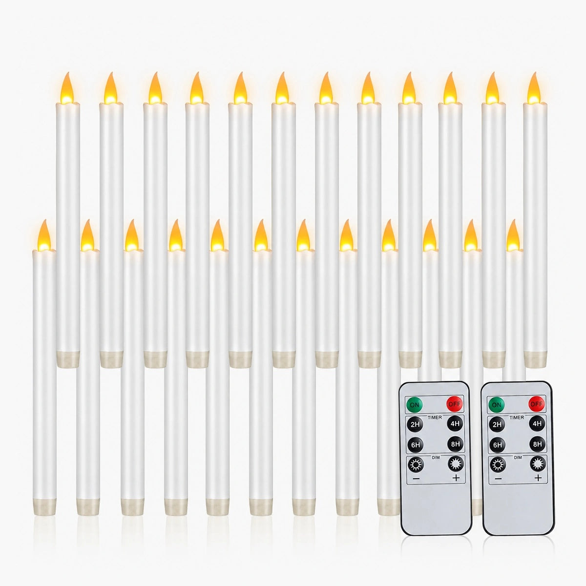 Antizer White Smooth Flameless Taper Candle 24 Pack × 16