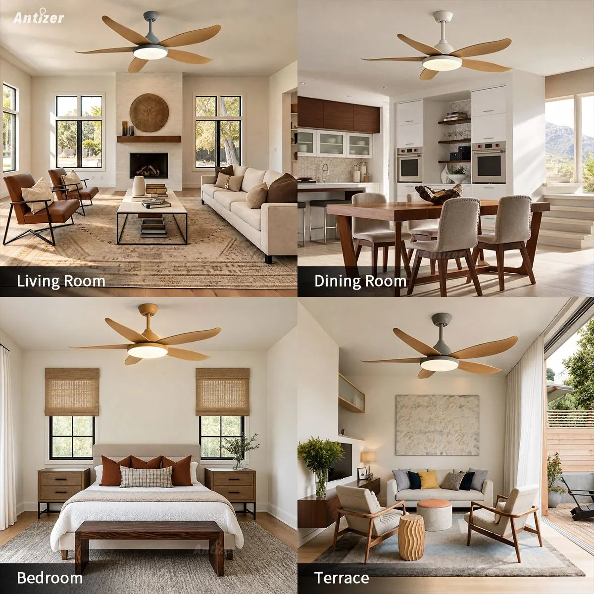 Antizer 5 Blade Contemporary Ceiling Fan Lamp