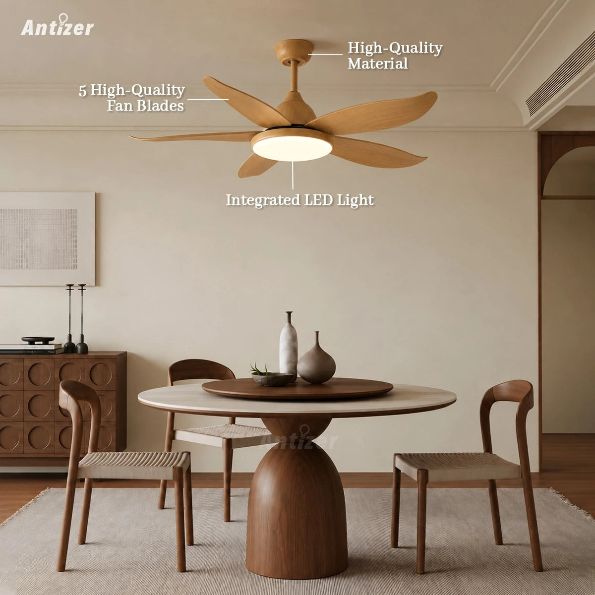 Antizer 5 Blade Contemporary Ceiling Fan Lamp