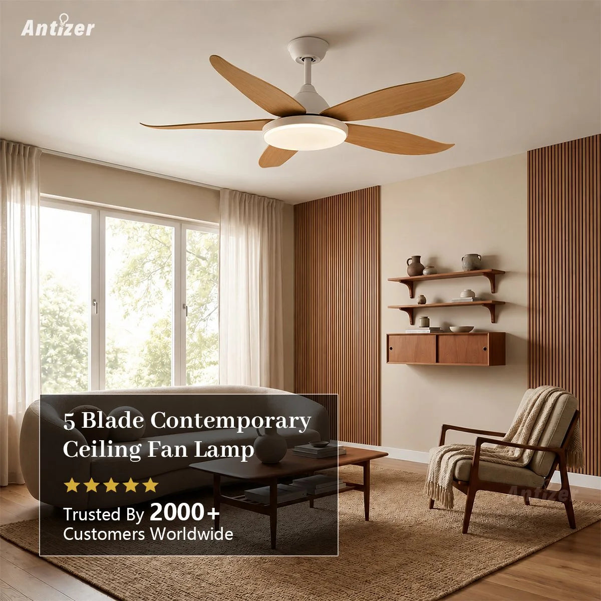 Antizer 5 Blade Contemporary Ceiling Fan Lamp