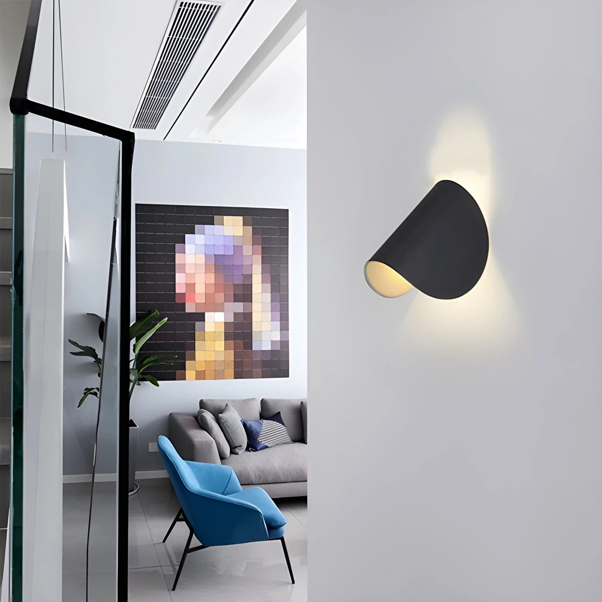 Antizer Adjustable Half Shade Wall Sconce Black