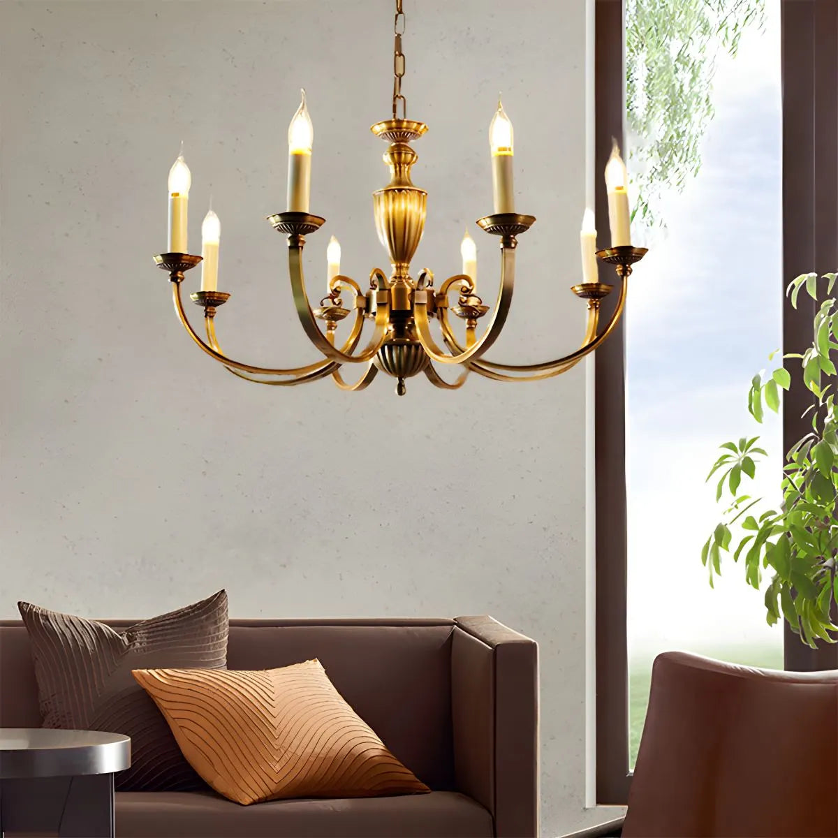 Antizer American Vintage Candle Copper Chandelier 8 Heads