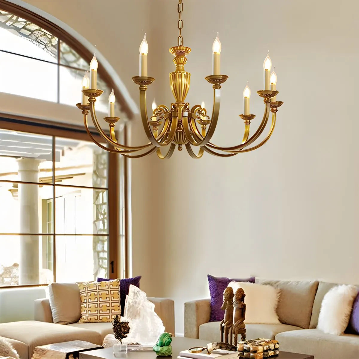 Antizer American Vintage Candle Copper Chandelier 10 Heads