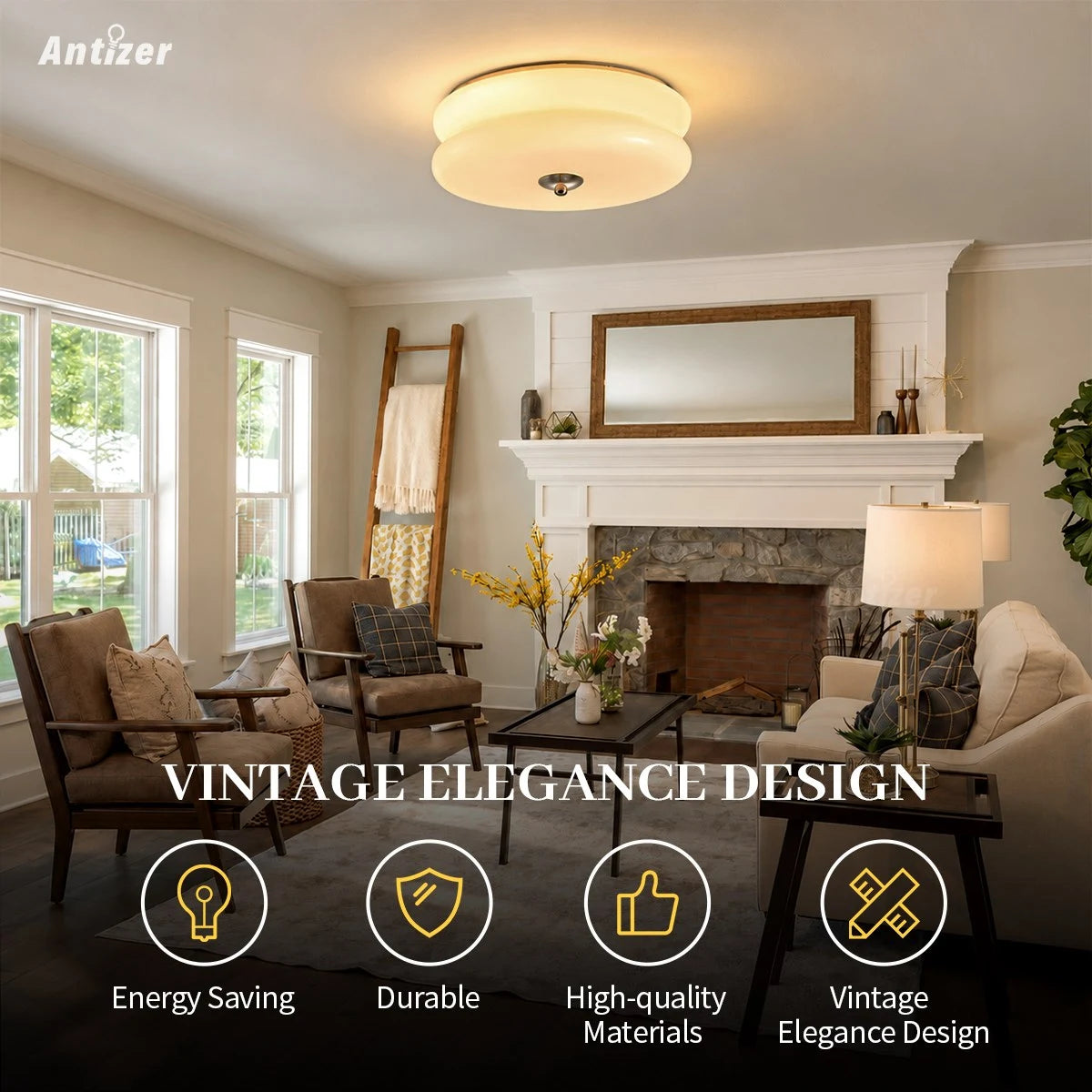 Antizer Art Deco Vintage Ceiling Light for Bedroom