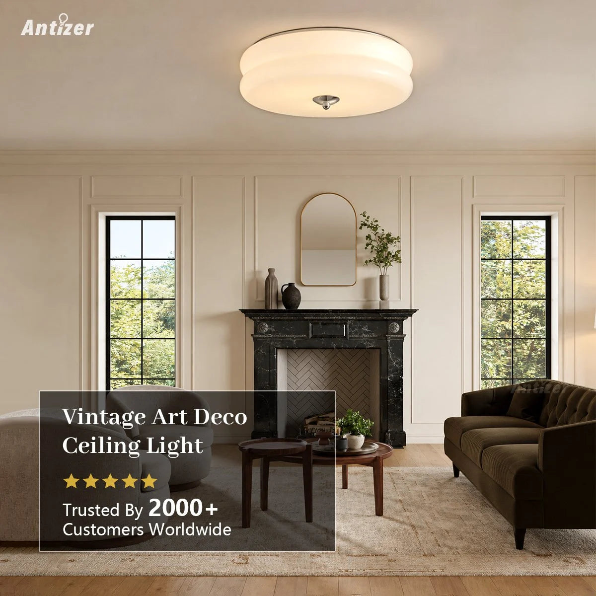 Antizer Art Deco Vintage Ceiling Light for Bedroom