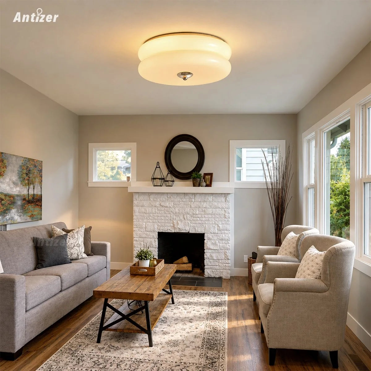 Antizer Art Deco Vintage Ceiling Light for Bedroom