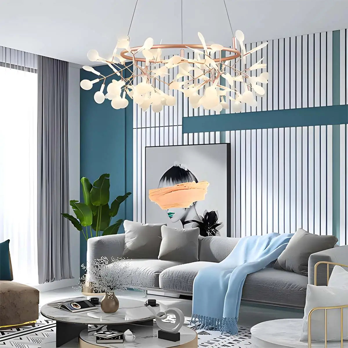 Antizer Branch Firefly Chandelier for Living Room 54 Heads-60cm / 23.62"