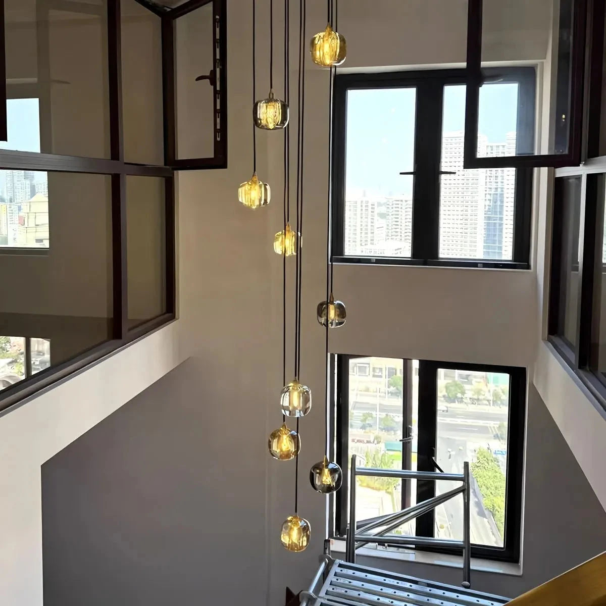 modern multi glass chandelier