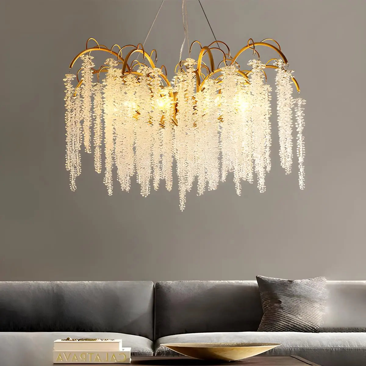 Antizer Crystal Tassel Chandelier for Living Room