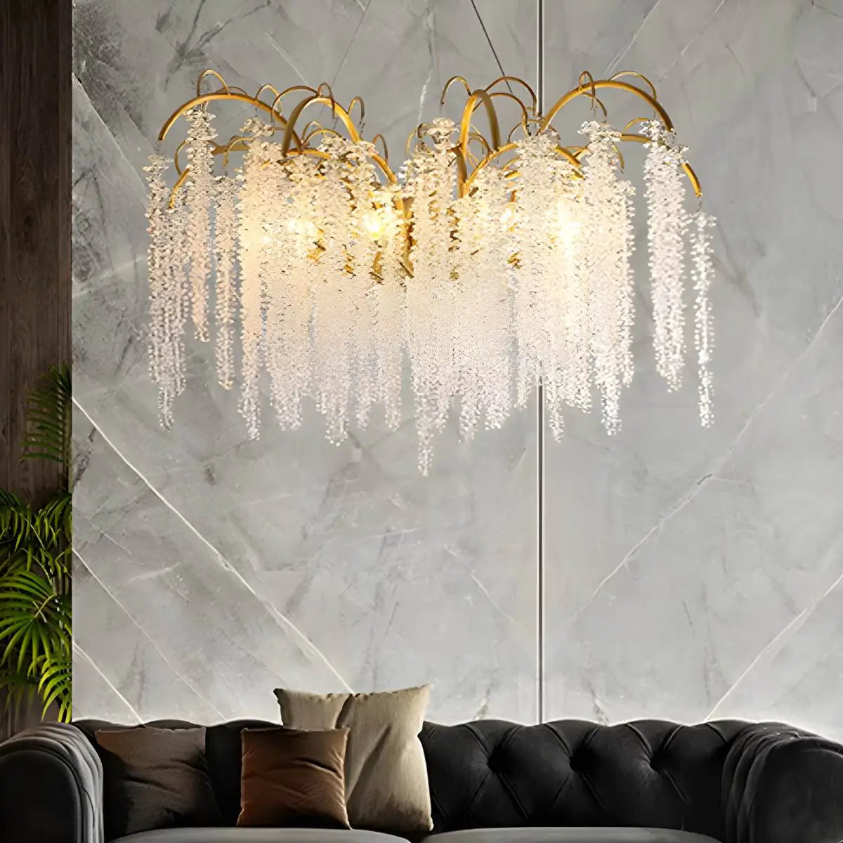 Antizer Crystal Tassel Chandelier for Living Room