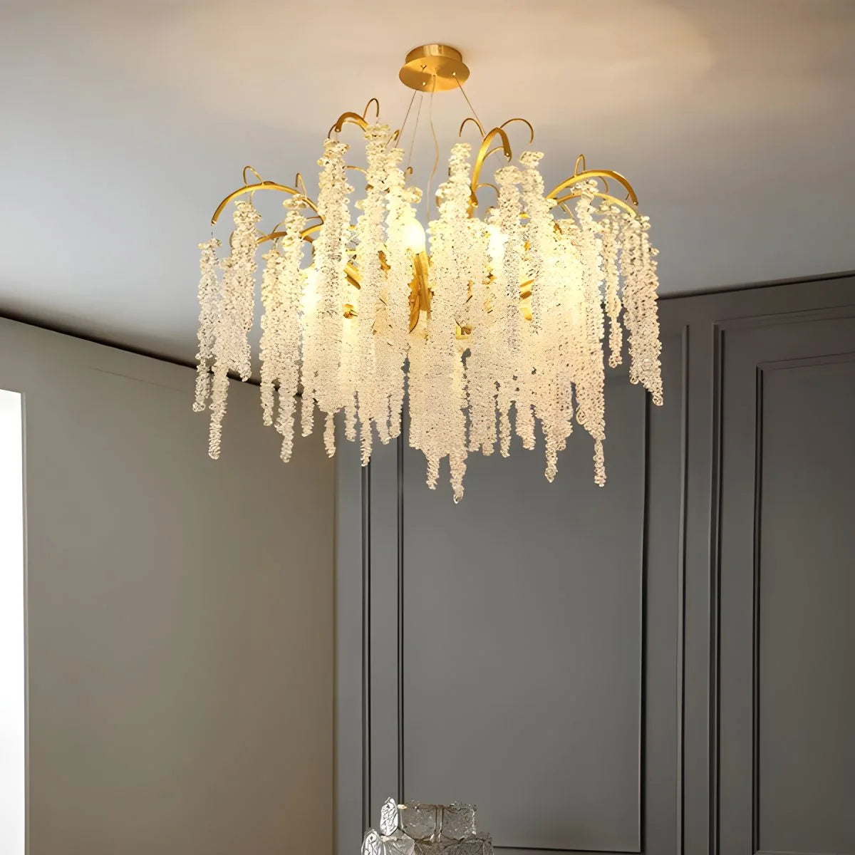 Antizer Crystal Tassel Chandelier for Living Room