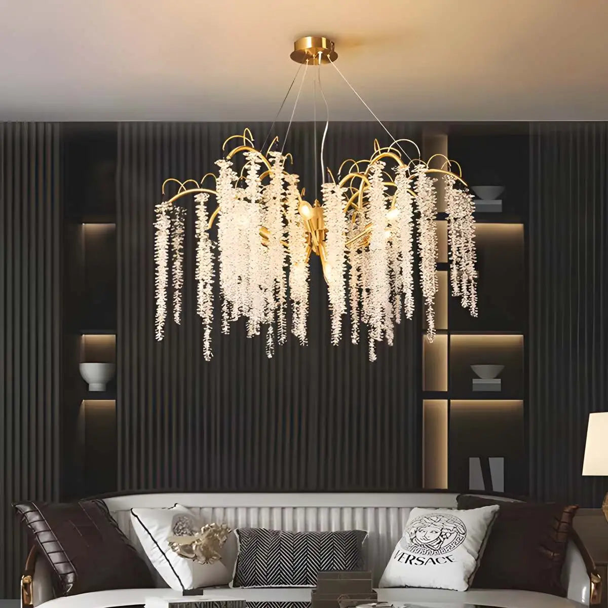 Antizer Crystal Tassel Chandelier for Living Room