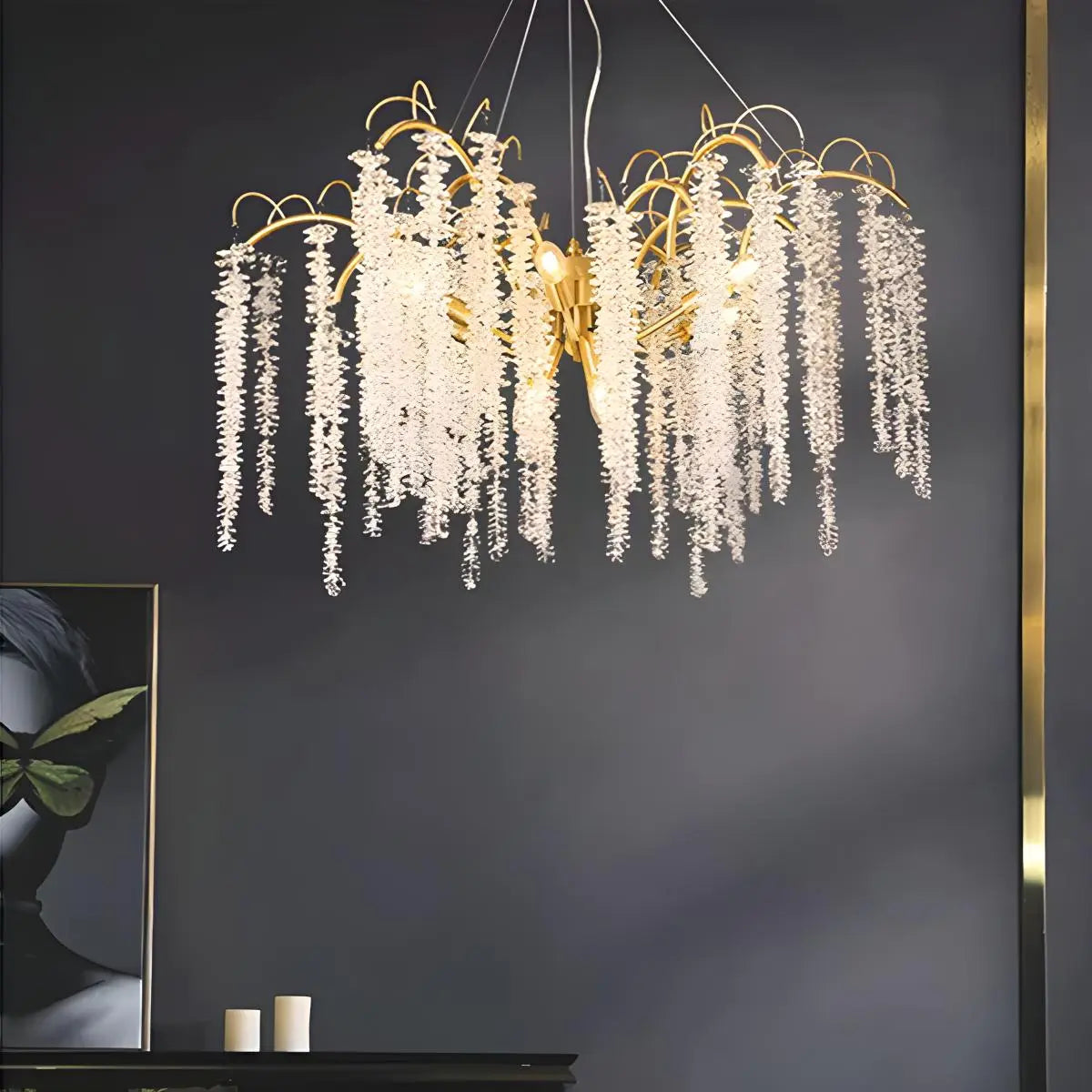 Antizer Crystal Tassel Chandelier for Living Room
