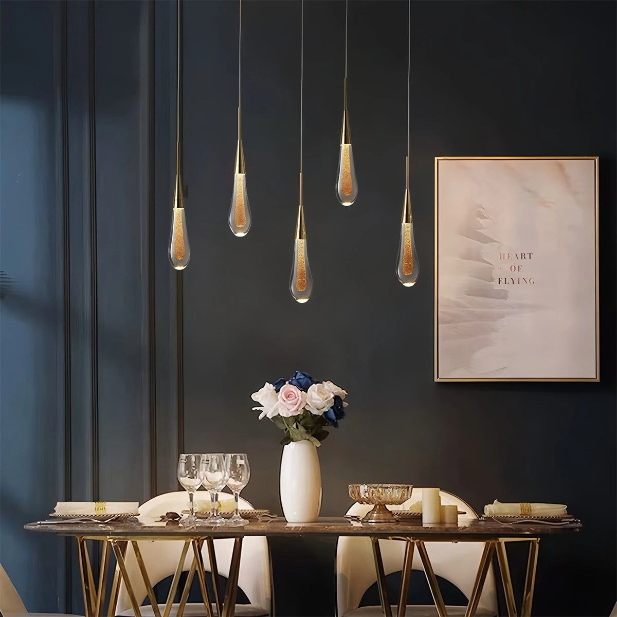 Antizer Drop Crystal Chrome Pendant Light for Bedroom