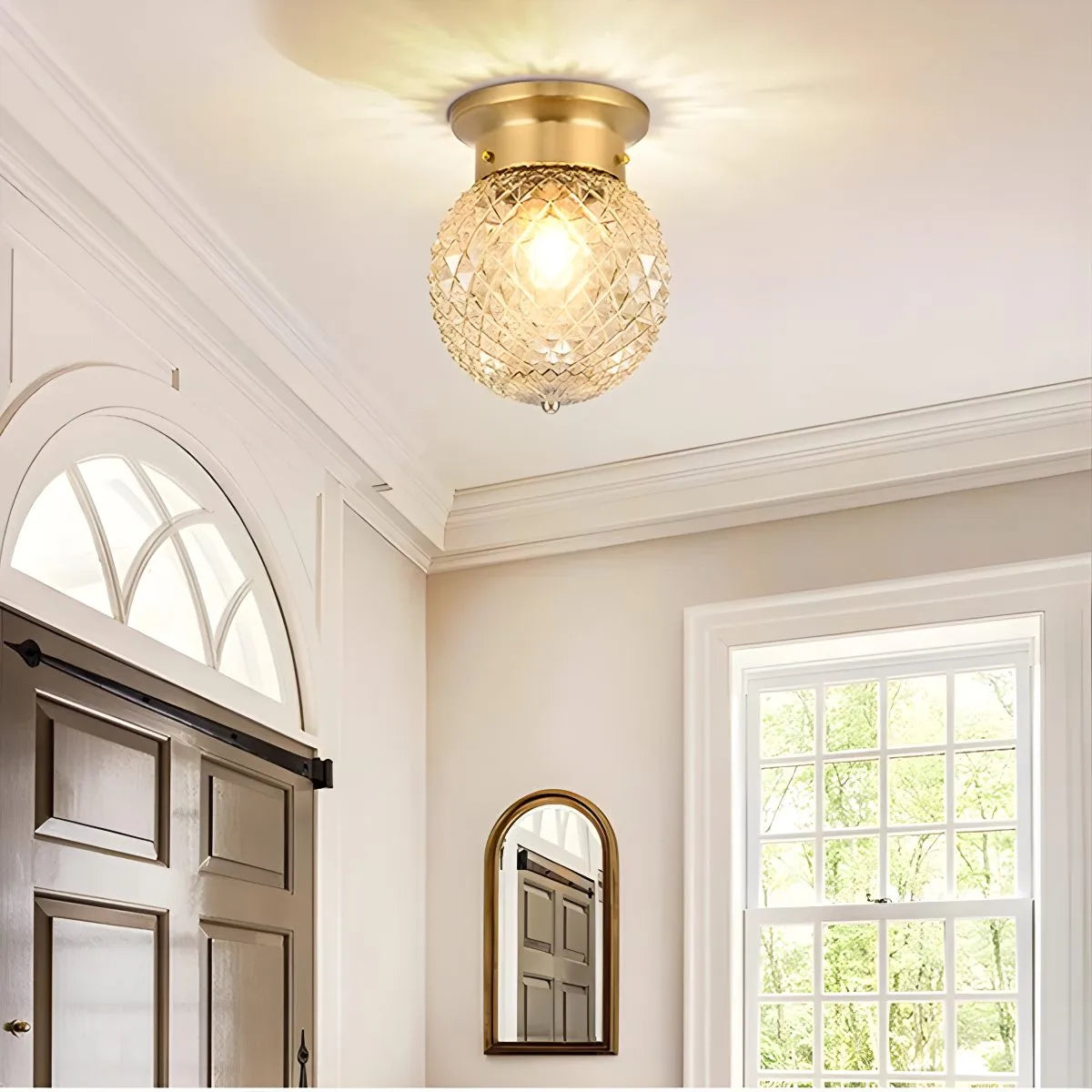 Antizer European Style Copper Glass Ceiling Lamp-G