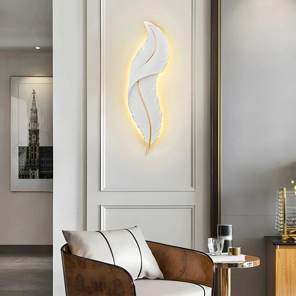 Antizer Feather Wall Lamp for Bedroom Living Room
