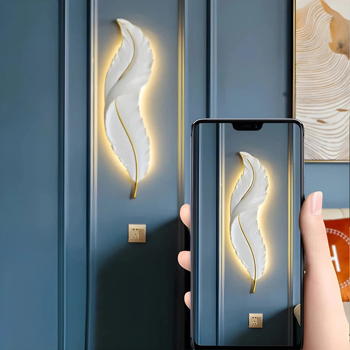 Antizer Feather Wall Lamp for Bedroom Living Room