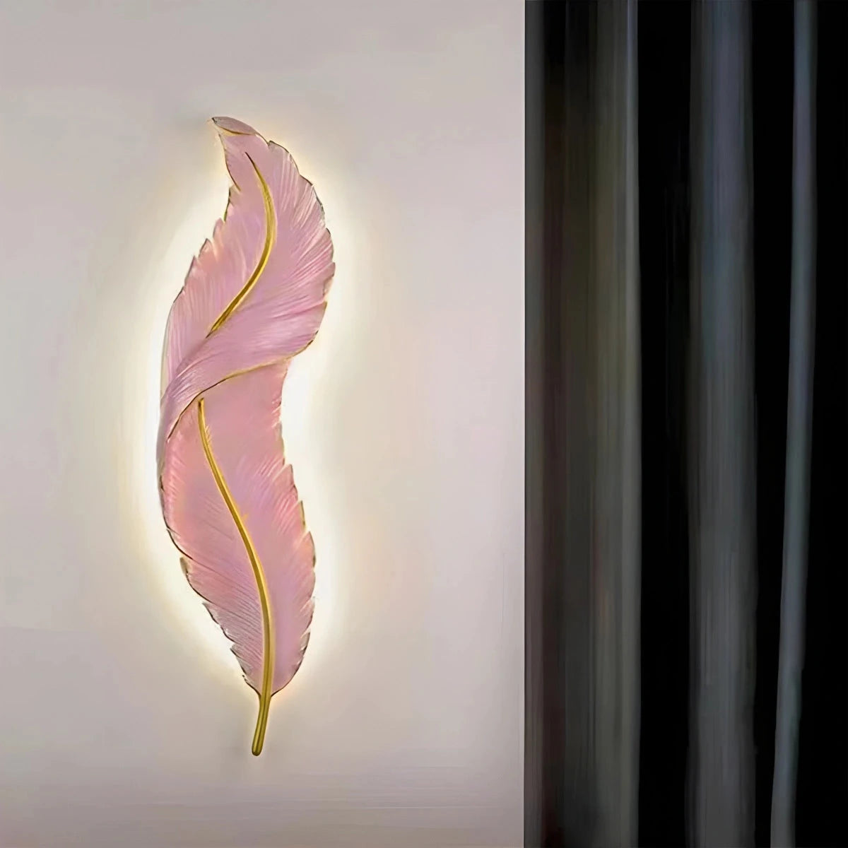 Antizer Feather Wall Lamp for Bedroom Living Room Pink