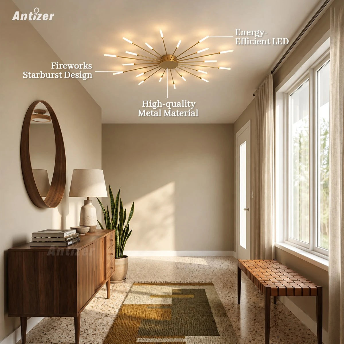 Antizer Fireworks Starburst Ceiling Light