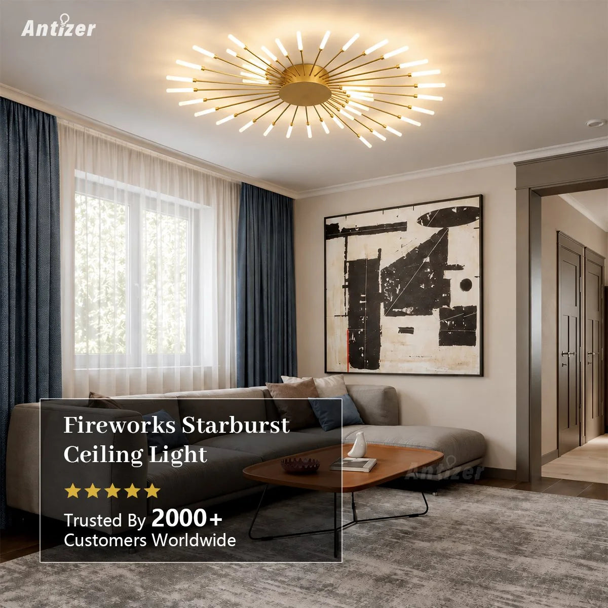 Antizer Fireworks Starburst Ceiling Light