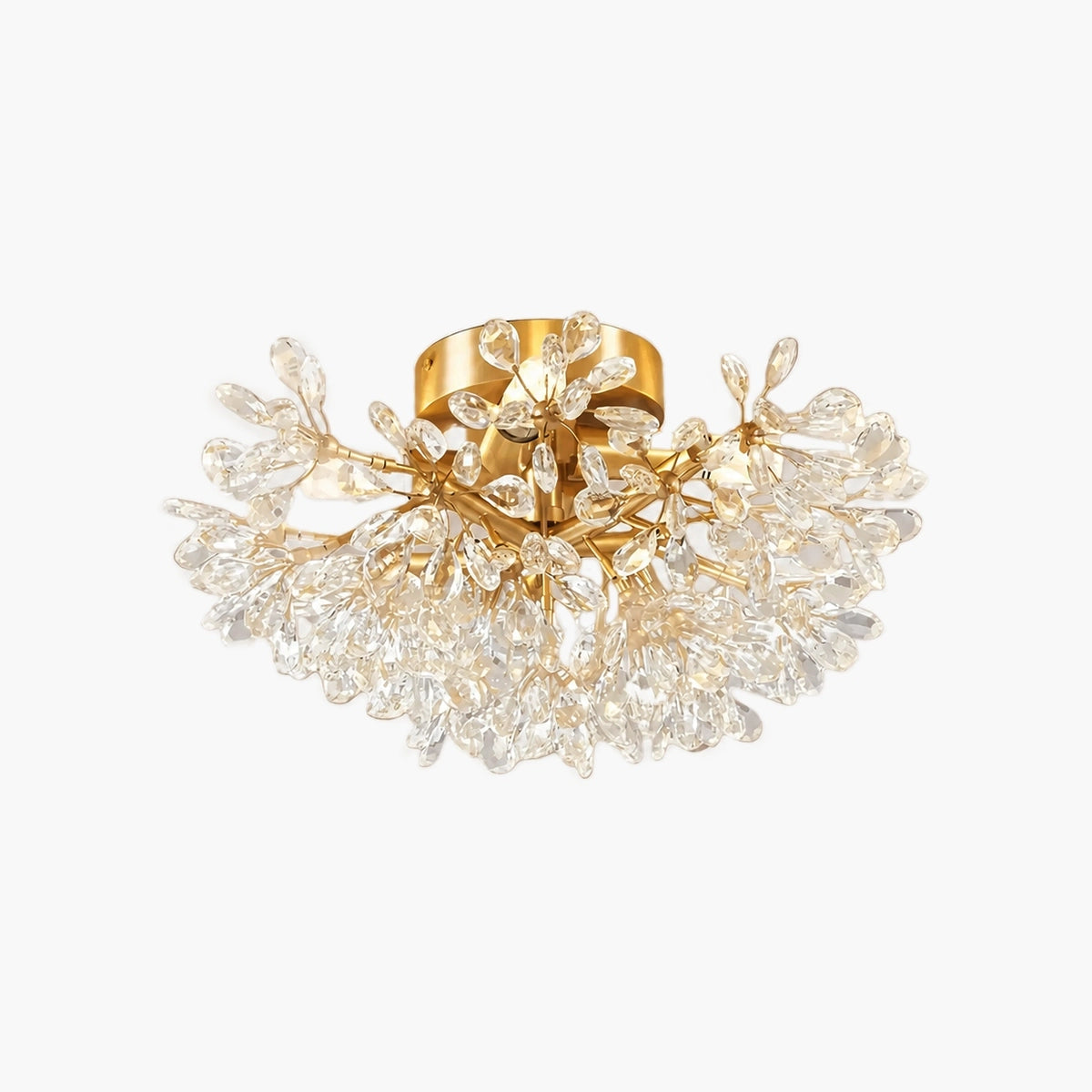 Antizer French Semi-Flush Brass Crystal Ceiling Light