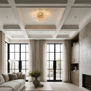 Antizer French Semi-Flush Brass Crystal Ceiling Light